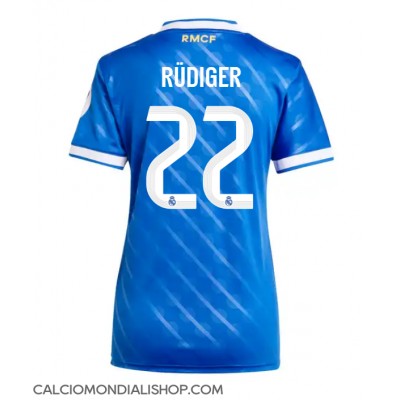 Maglie da calcio Real Madrid Antonio Rudiger #22 Terza Maglia Femminile 2025-26 Manica Corta Maglie da calcio Real Madrid Antonio Rudiger #22 Terza Maglia Femminile 2025-26 Manica Corta